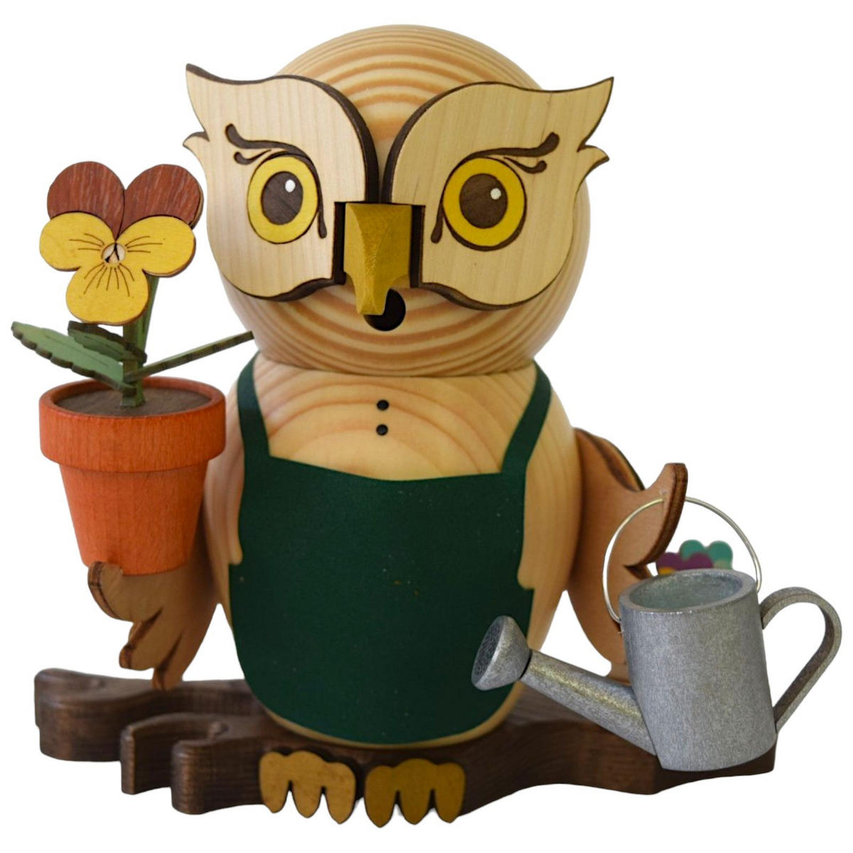 RAUCHFIGUR Eule Gärtner 15 cm - Multicolor, Holz (10/15/10cm)