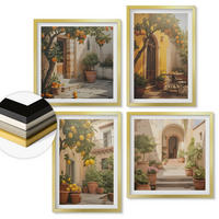 WANDBILDER 4er Set - 50x50 cm & 40x60 cm Goldrahmen - Terrasse mit Zitrusbäumen - Goldfarben, Kunststoff (50/50cm) - ArtPrintCave