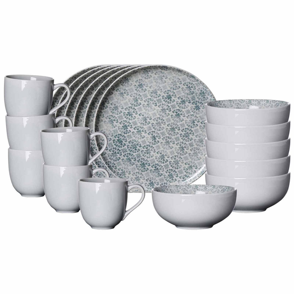 FRÜHSTÜCKS-SET Porto grau 18er Set - Grau, Keramik (1/1/1cm) - Ritzenhoff Breker