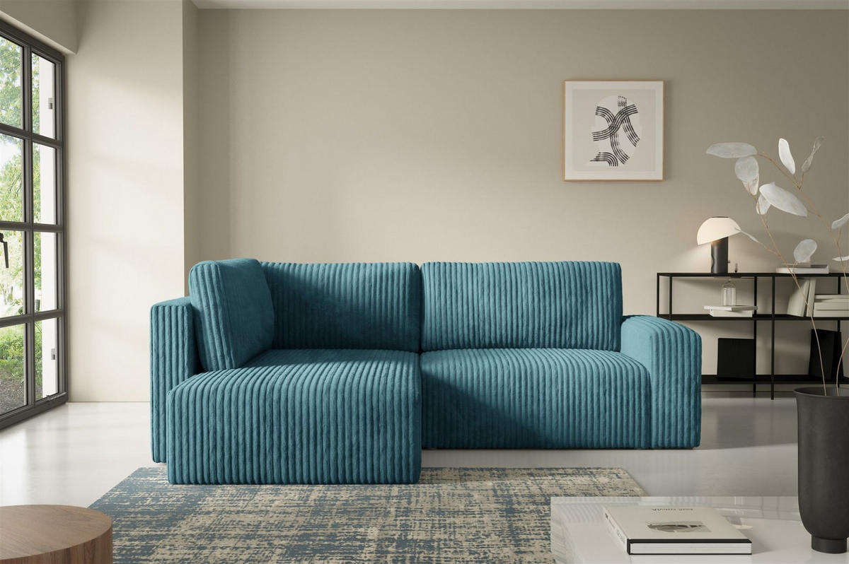 ECKSOFA Natalia Xl - Blau, Holzwerkstoff/Textil (182/245cm) - Fun Möbel