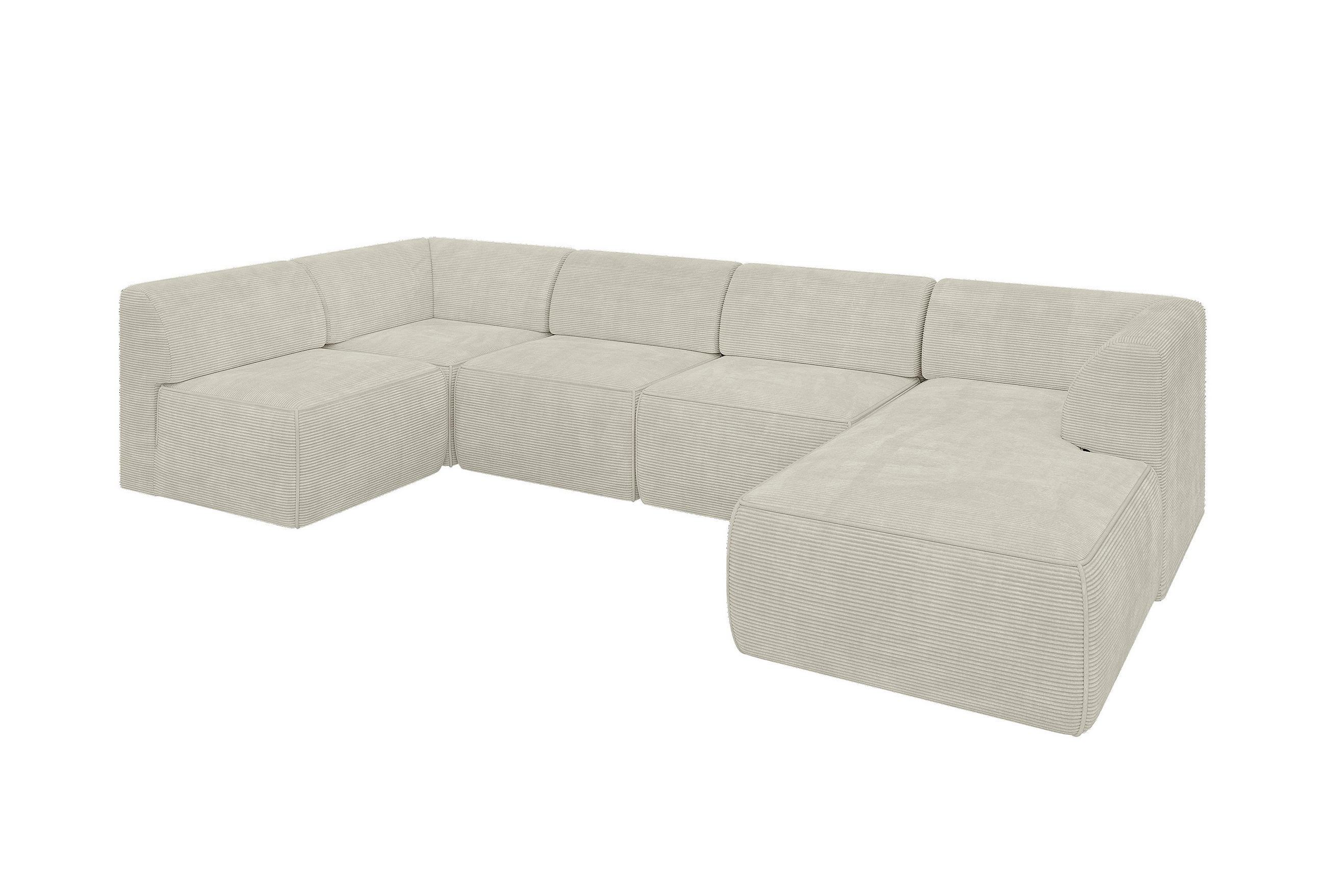 WOHNLANDSCHAFT Ottomane Rechts MOVO-L 345x180x78 cm Cream Cord - Creme, Holzwerkstoff/Kunststoff (180/78/345cm) - ALTDECOR