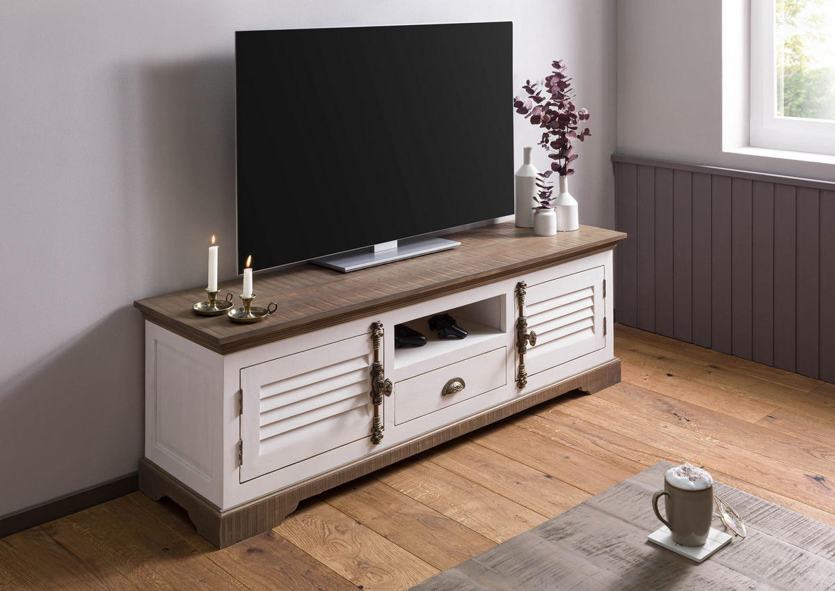 TV-BOARD Mango 170x45x55 weiß lackiert TOULOUSE #111 - Weiß, Holz (170/55/45cm) - Massivmoebel24