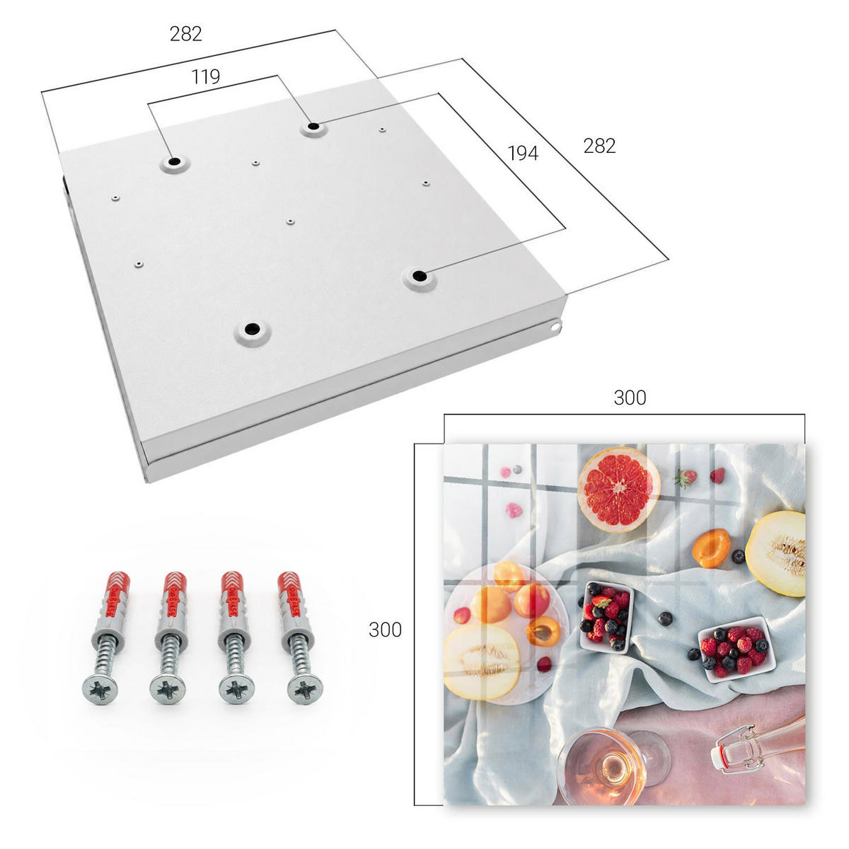 SCHLÜSSELBOX Weiß 30x30 cm – Türöffnung nach rechts - Sommerpicknick - Creme, Metall (30/30/5cm) - TULUP
