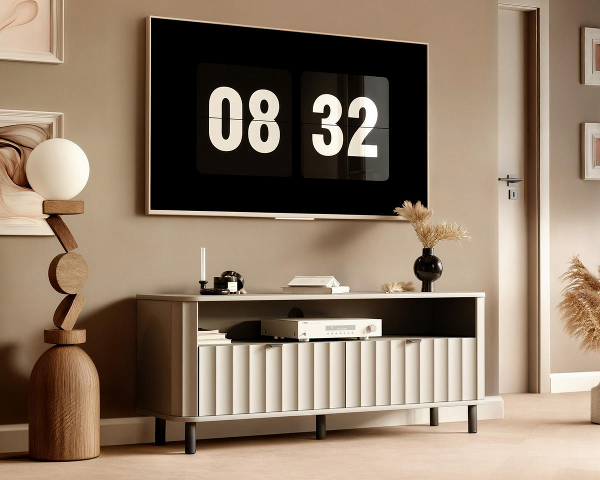 TV-LOWBOARD VITA stehend, 137 cm Lehmgrau - Grau, Holzwerkstoff/Metall (137/57/40.5cm) - Idohome