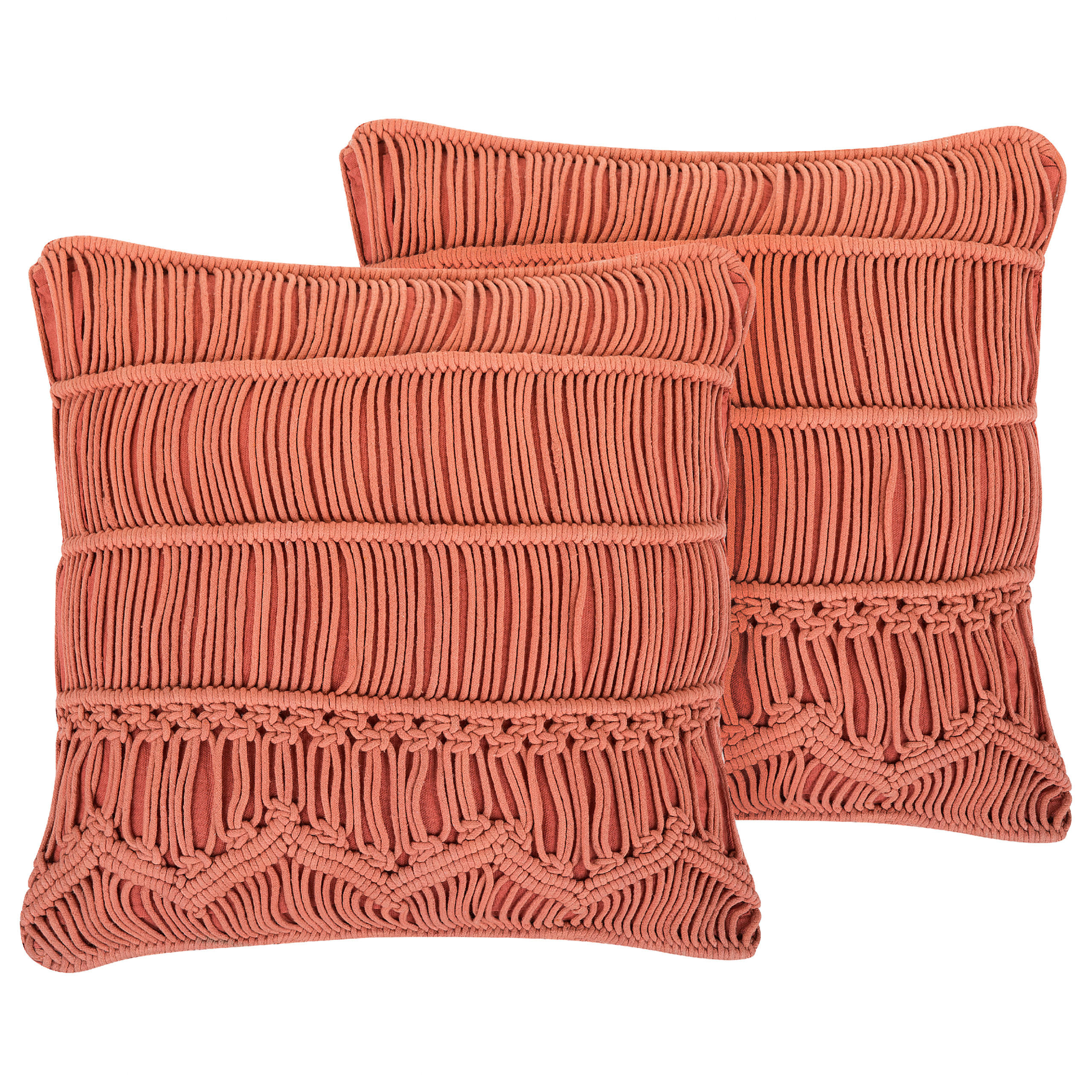 DEKOKISSEN 2er-Set Orange 45/45 cm Akkoy - Orange, Naturmaterialien/Textil (45/45cm) - Beliani