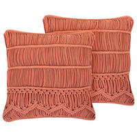 DEKOKISSEN 2er-Set Orange 45/45 cm Akkoy - Orange, Naturmaterialien/Textil (45/45cm) - Beliani