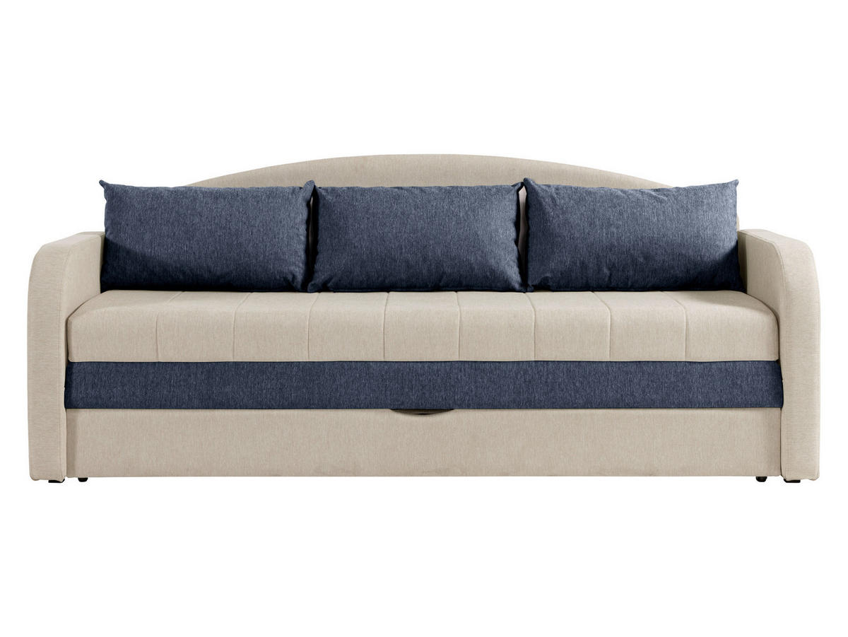 CANAPEA EXTENSIBILA Tenus - bej/gri albastru, material textil/lemn (208/86/76cm) - MIRJAN24