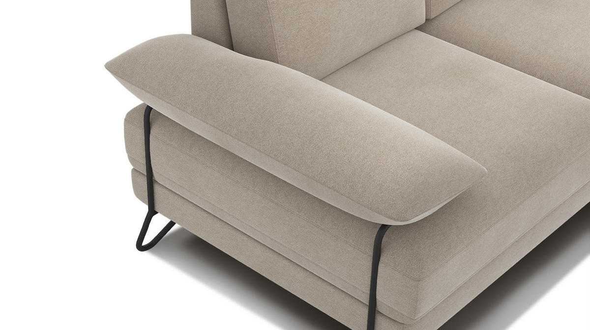 SOFA LORI 2-Sitzer, creme - Creme/Schwarz, Holzwerkstoff/Textil (185/87/96cm) - Courtois Laville