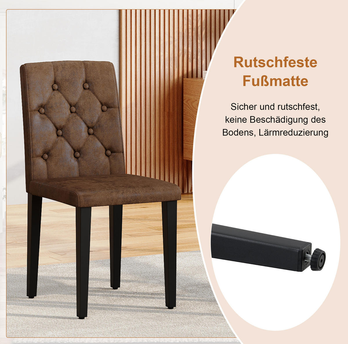 TISCH- UND STUHLSET 4er-Set Glas 85 cm Braun/Schwarz - Braun, Metall (85/76/85cm) - Meubliv
