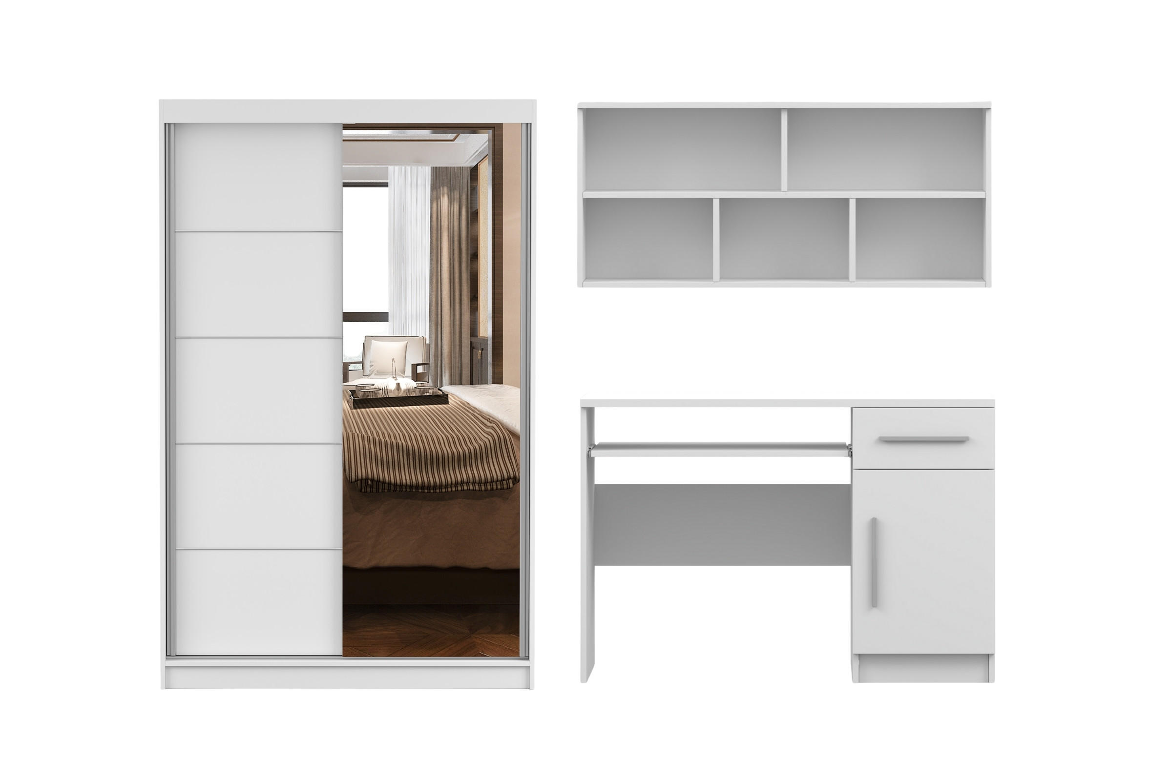 JUGENDZIMMER-SET TILL 05 3-teilig in Weiß matt - Weiß, Holzwerkstoff (330/200/61cm) - Deine Möbel 24