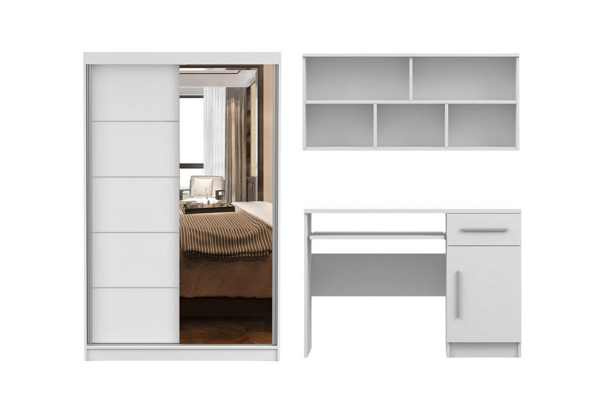 JUGENDZIMMER-SET TILL 05 3-teilig in Weiß matt - Weiß, Holzwerkstoff (330/200/61cm) - Deine Möbel 24