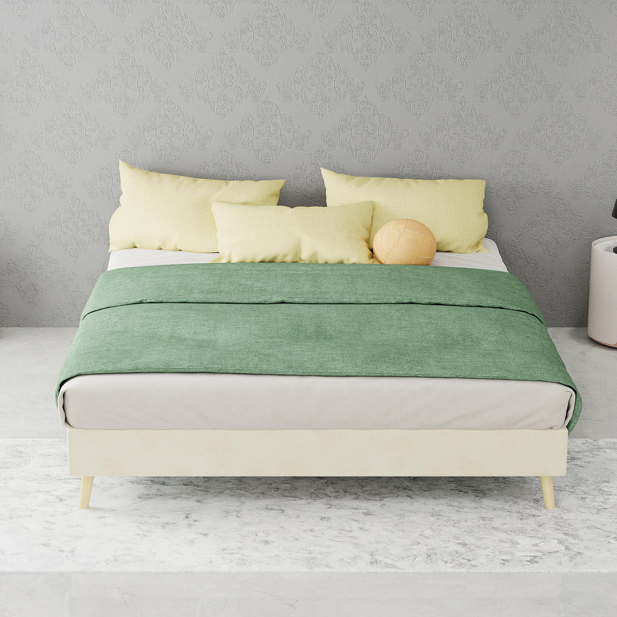 POLSTERBETT 140/200 cm in Beige mit Kopfteil Stoff Modernes Design - Beige/Naturfarben, Holzwerkstoff/Textil (140/200cm) - STILVORA