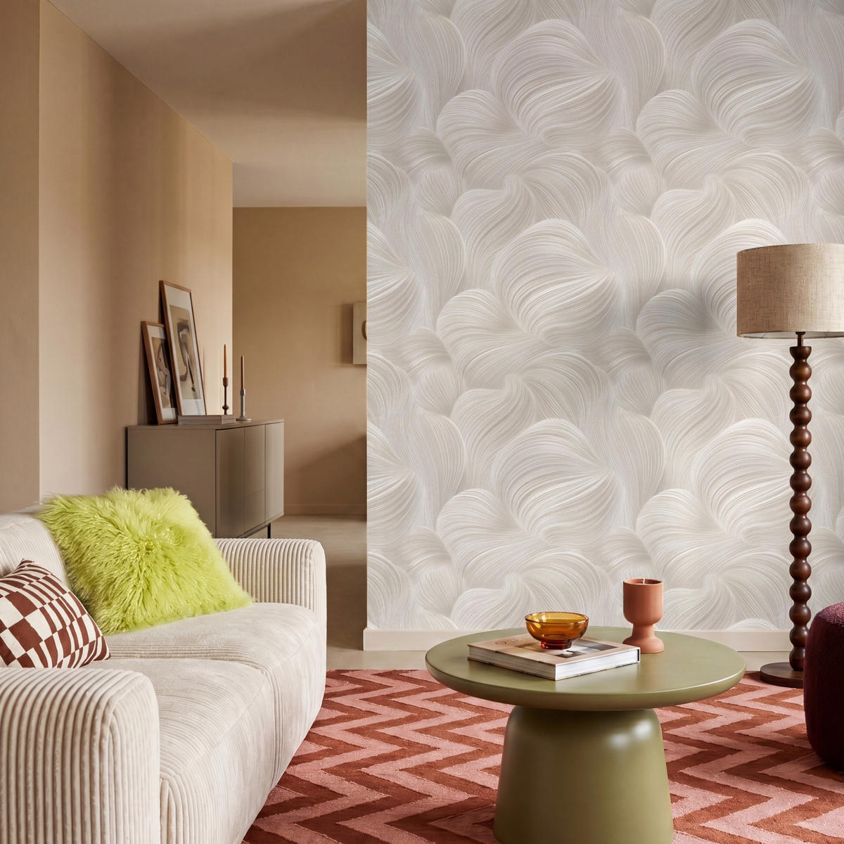 TAPETE - Lines - Ventilator - Beige - 200x260 cm - Creme, Papier (200/260cm) - OnlyWow