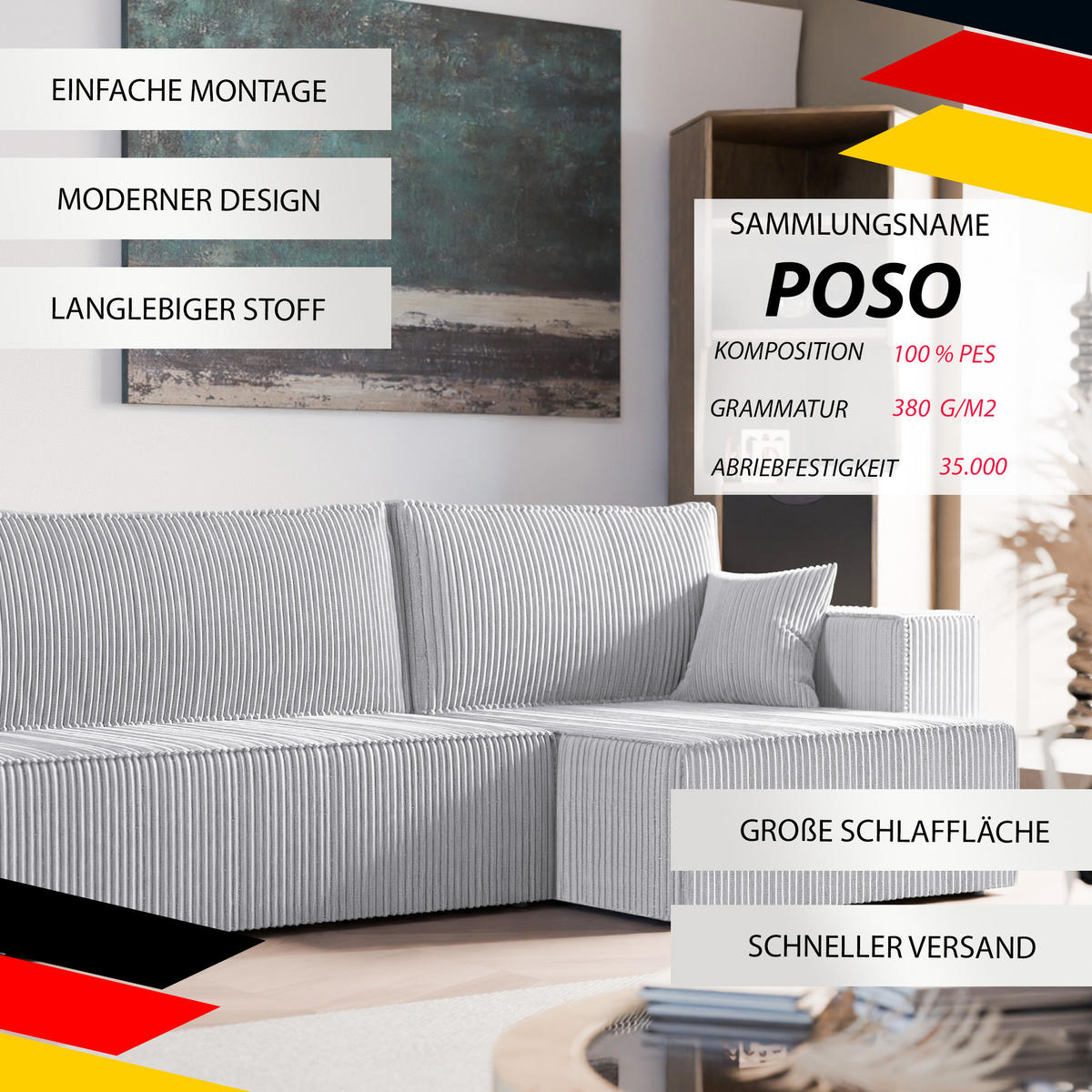 ECKSOFA mit Schlaffunktion und Bettkasten, Grau - Grau, Holzwerkstoff/Textil (145/276cm) - Idohome
