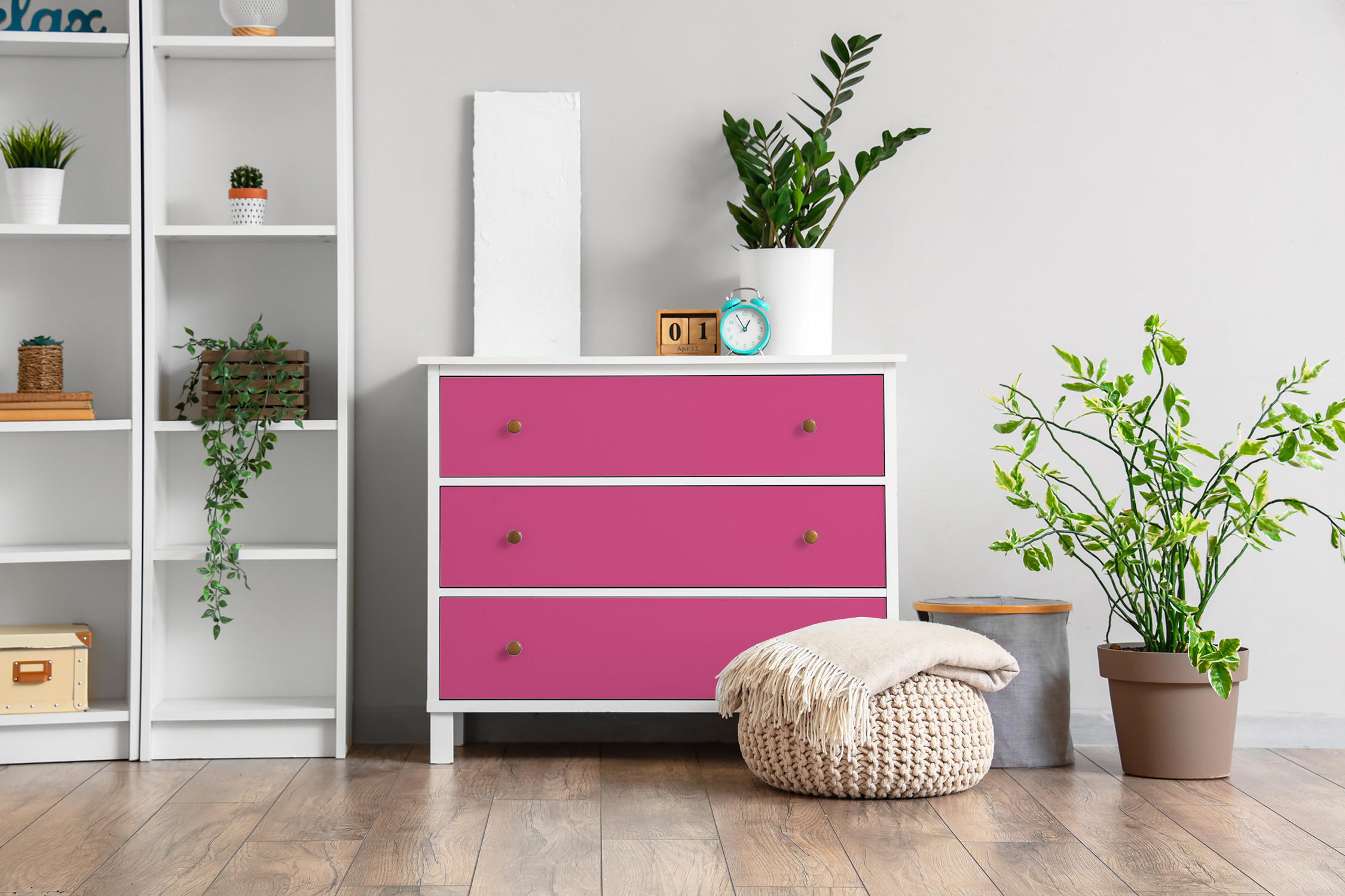 MÖBLAUFKLEBER 100x50 cm dunkelrosa - Beige, Kunststoff (100/50/0.1cm) - Wallfluent