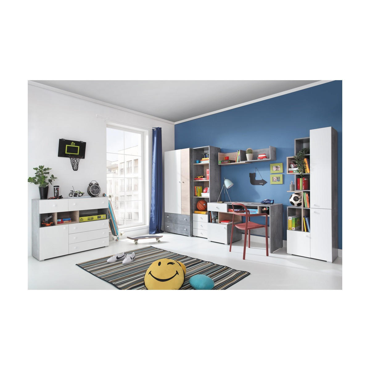 SCHLAFZIMMER Set 6-tlg. SIGMA System – Weiß / Sonoma Eiche - Weiß, Holzwerkstoff (90/190/50cm) - hi-markt