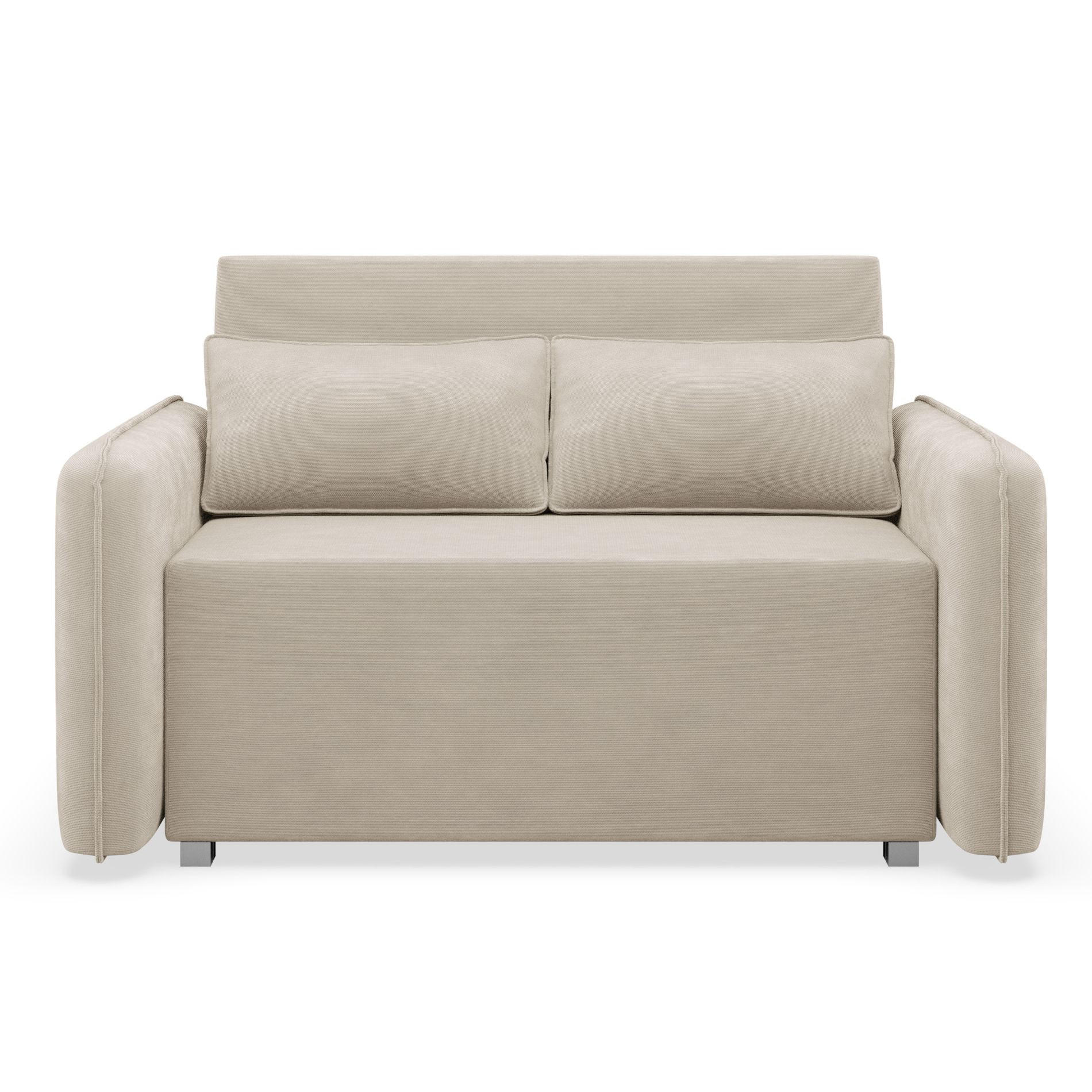 2-SITZER SCHLAFSOFA Duelia Beige, hydrophobe Chenille - Beige/Schwarz, Textil/Metall (144/85/124cm) - Selsey