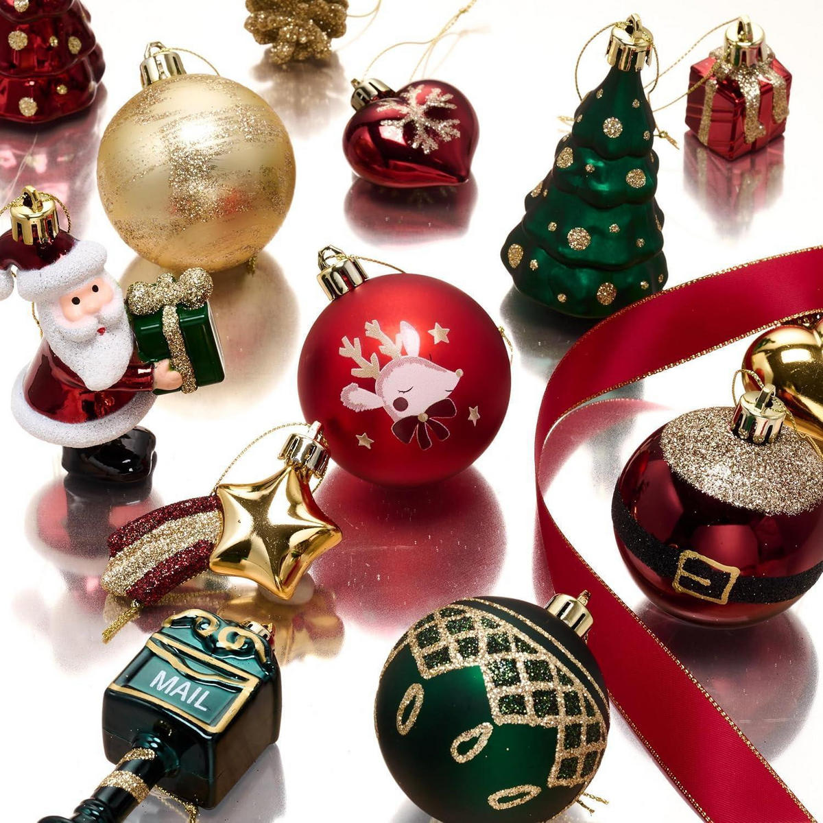 WEIHNACHTSKUGELN 40-teiliges Set Rot Grün Gold - Multicolor, Kunststoff (3.3/3.3/8.5cm)