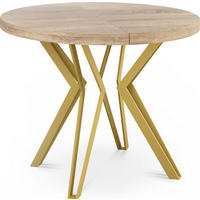 ESSTISCH Daisy runder ausziehbarer, Sonoma Eiche 120-200/100/76 cm - Goldfarben/Sonoma Eiche, Holzwerkstoff/Metall (120/120/76cm) - WFL GROUP