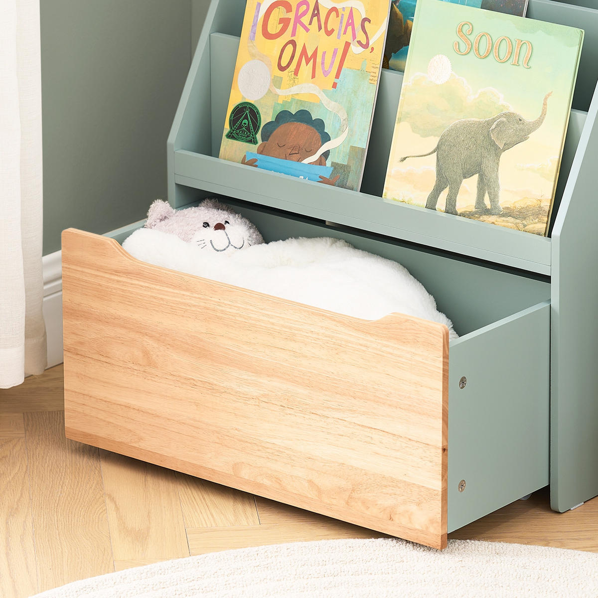 BÜCHERREGAL Grün-Natur - Naturfarben/Grün, Holz/Holzwerkstoff (62/80/30cm) - SoBuy