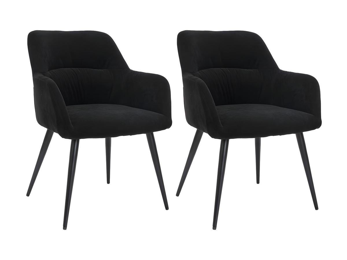 STUHL 2er-Set - Stoff & Metall - Schwarz - HEKA - Schwarz, Textil (61/78/59.5cm) - Vente-Unique