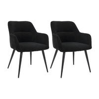 STUHL 2er-Set - Stoff & Metall - Schwarz - HEKA - Schwarz, Textil (61/78/59.5cm) - Vente-Unique