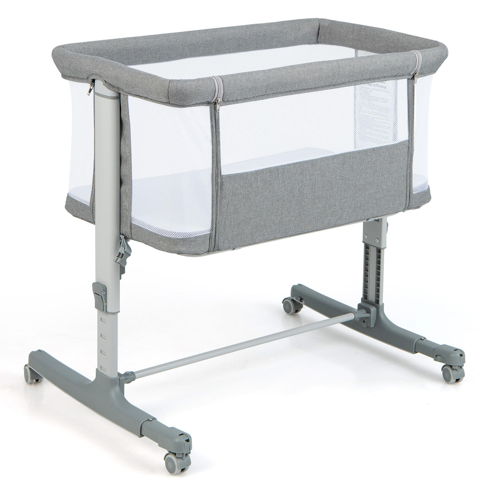 BEISTELLBETT Grau - Grau, Textil - COSTWAY