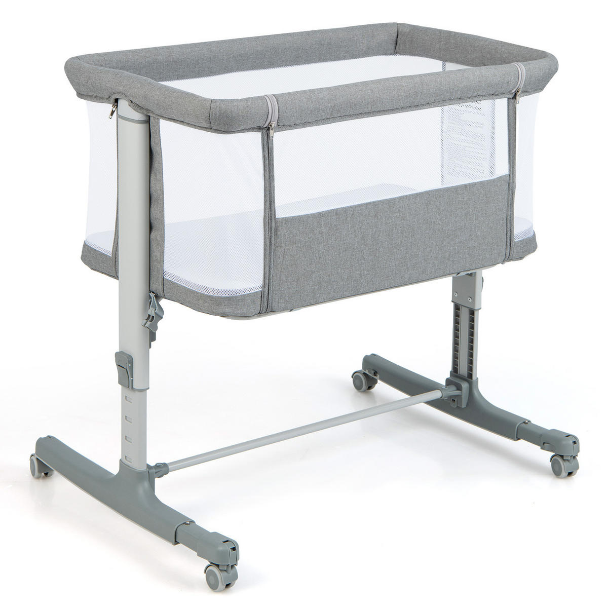 BEISTELLBETT Grau - Grau, Textil - COSTWAY