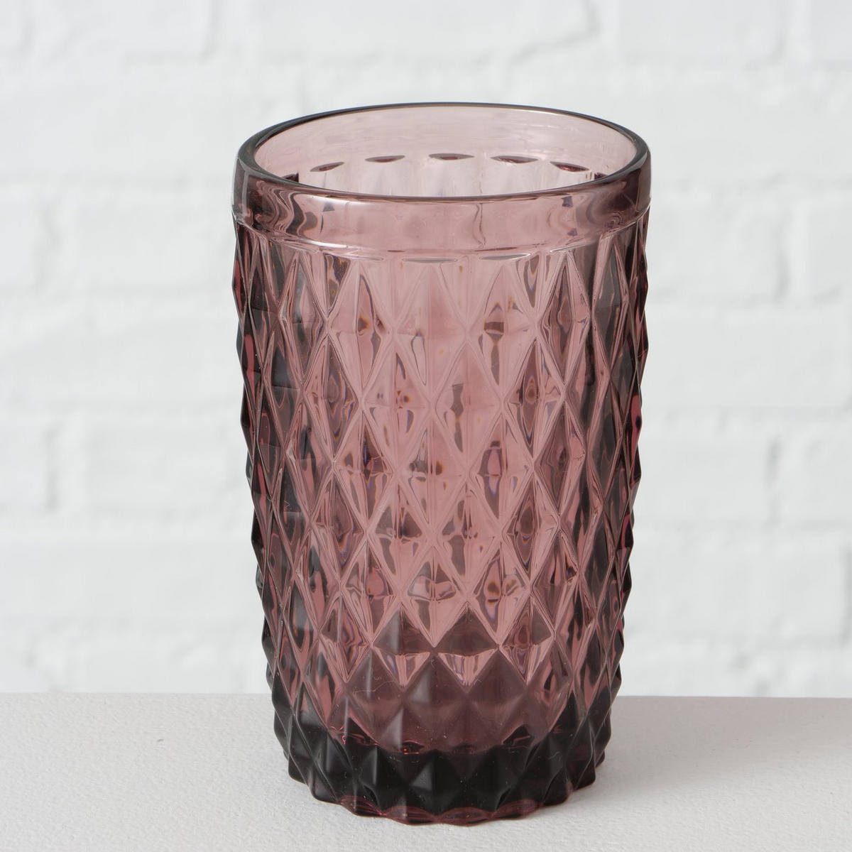 TRINKGLAS aus rosa Glas Aurora Muster 1 300 ml 8/8/13 cm - Rosa, Glas (0.3L) - Boltze Home
