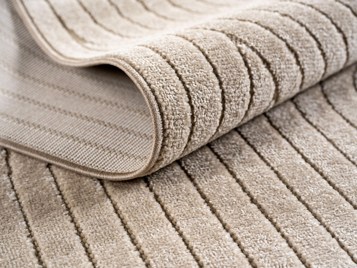 TEPPICH In-/Outdoor Kurzflor Skandi 3D-Design Polypropylen Balkon Beige Läufer 80x250 - Beige, Textil (80/250cm) - KADIMA DESIGN