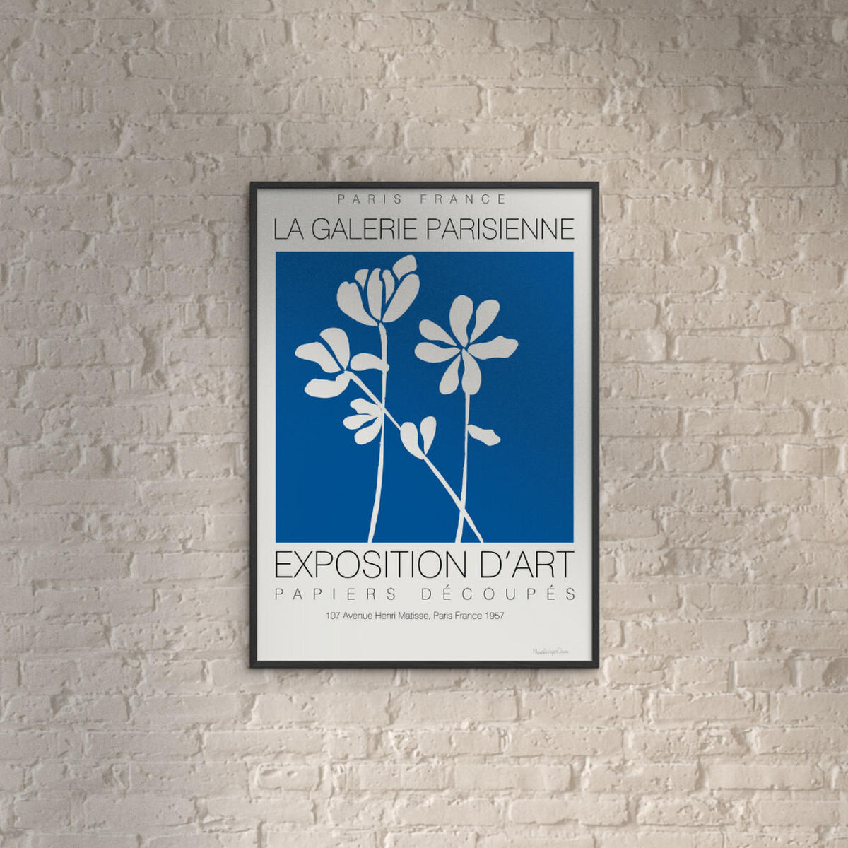 POSTER mit Rahmen Wild Apple - Fleurs de Matisse II - Blau/Schwarz, Holz/Papier (30/40cm) - Poster&Frame