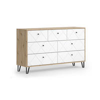KOMMODE Nizza Artisan/Weiß 140.2 x 82.6 cm mit 7 Schubladen - Eiche Artisan/Weiß, Holzwerkstoff (140.2/82.6/40.1cm) - Vicco