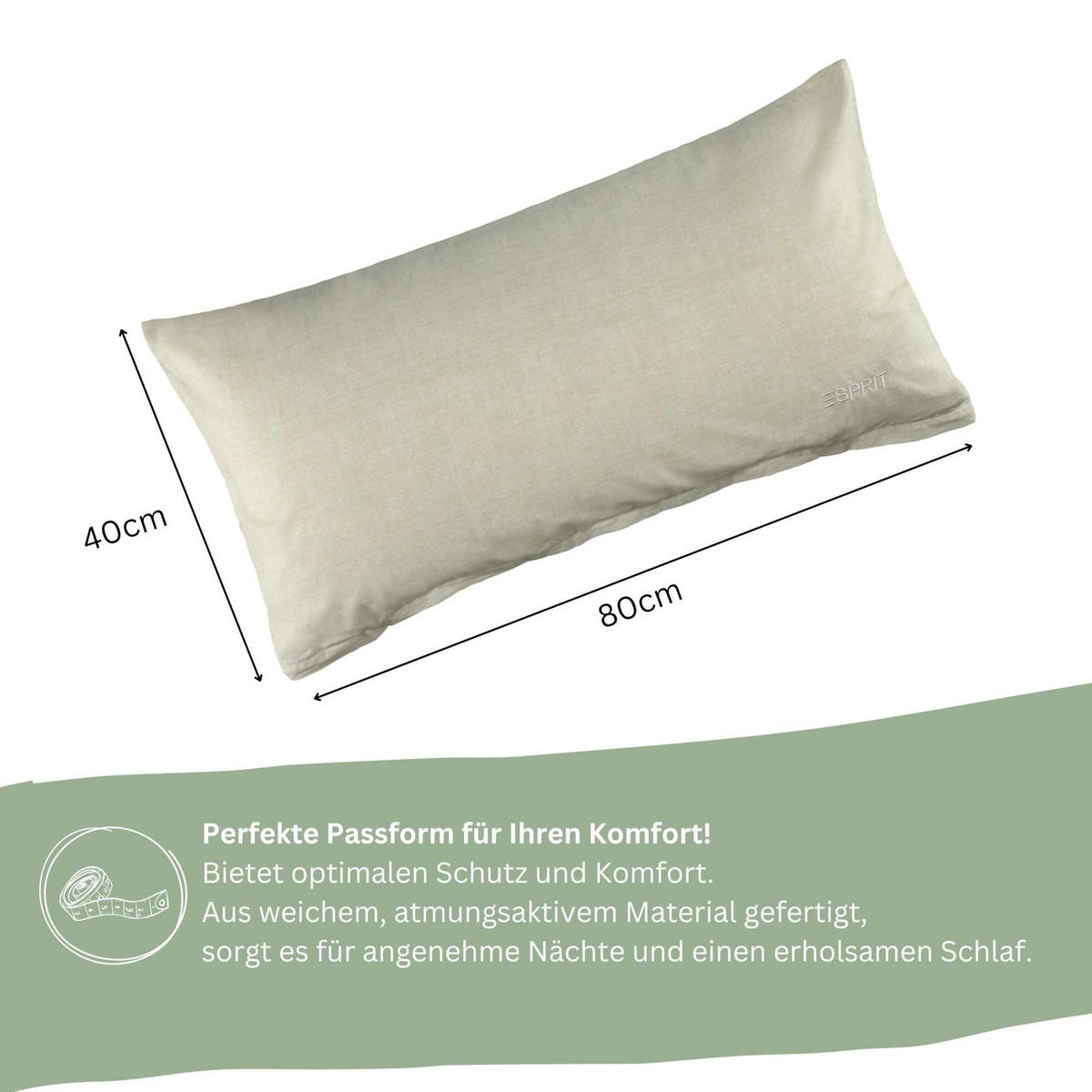 RENFORCÉ KISSENBEZÜGE HARP - Grau, Textil (40/80cm) - Esprit
