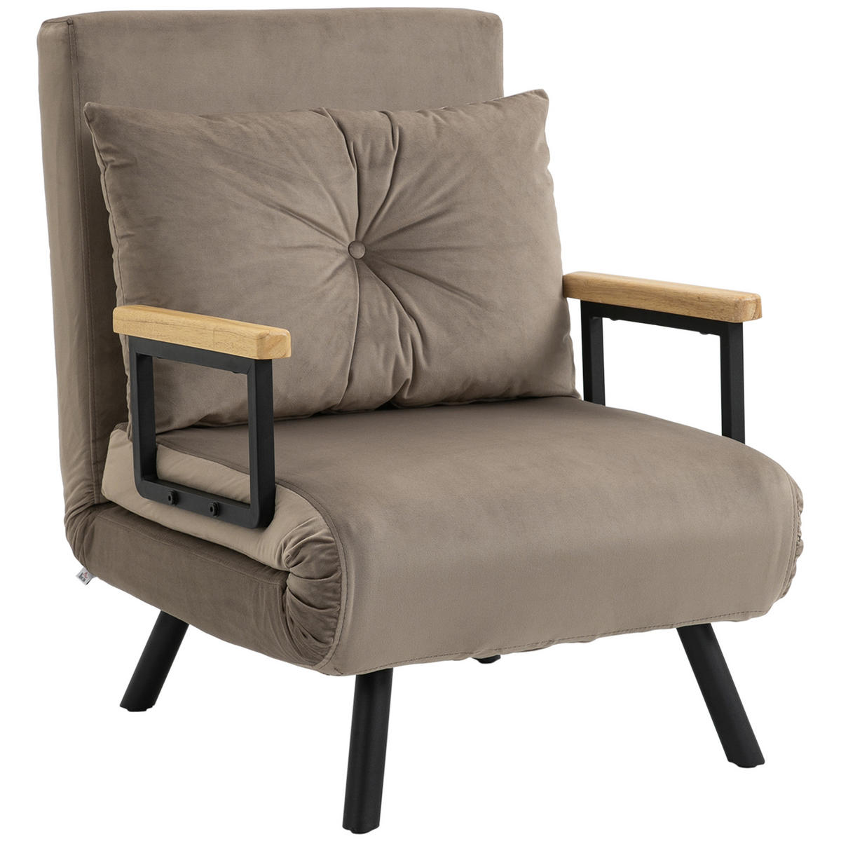 SCHLAFSESSEL DE-08214 wandelbares Gästebett, 5-fach verstellbare Rückenlehne Hellbraun - Braun, Metall (73/81/63cm) - ComfortXL