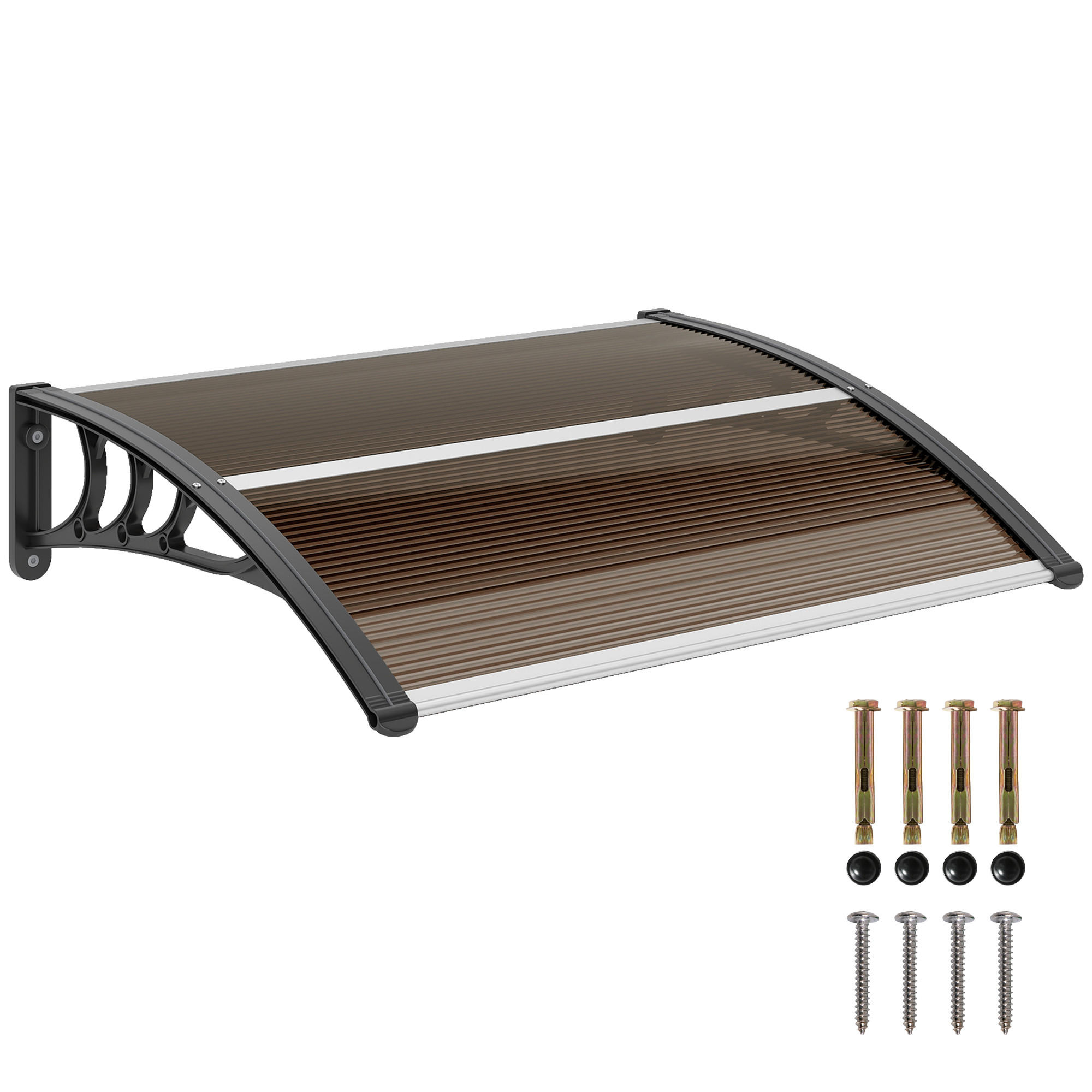 VORDACH DE-07399 Pultvordach aus Polycarbonat Braun - Schwarz/Braun, Kunststoff (100/23/75cm) - ComfortXL