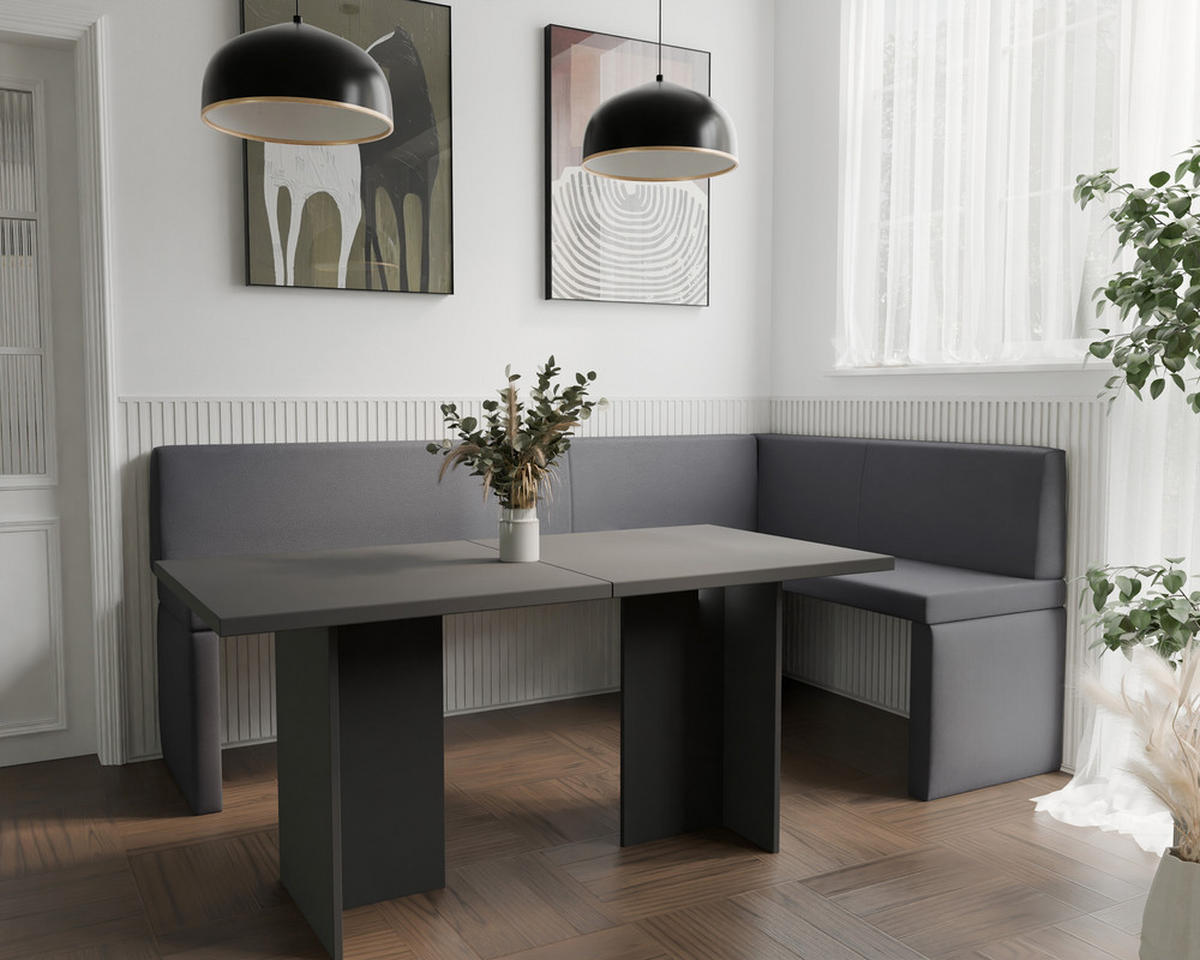ECKBANK rechts OWEN Kunstleder, 128/168 cm Dunkelgrau - Dunkelgrau, Holz/Kunststoff (128/168cm) - Idohome