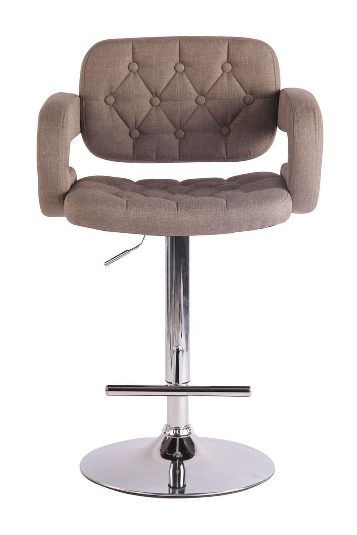 BARHOCKER Dubai, Gestell Metall in Chromoptik, STOFF Taupe - Taupe/Chromfarben, Textil/Metall (52/100/55cm) - TPFLiving