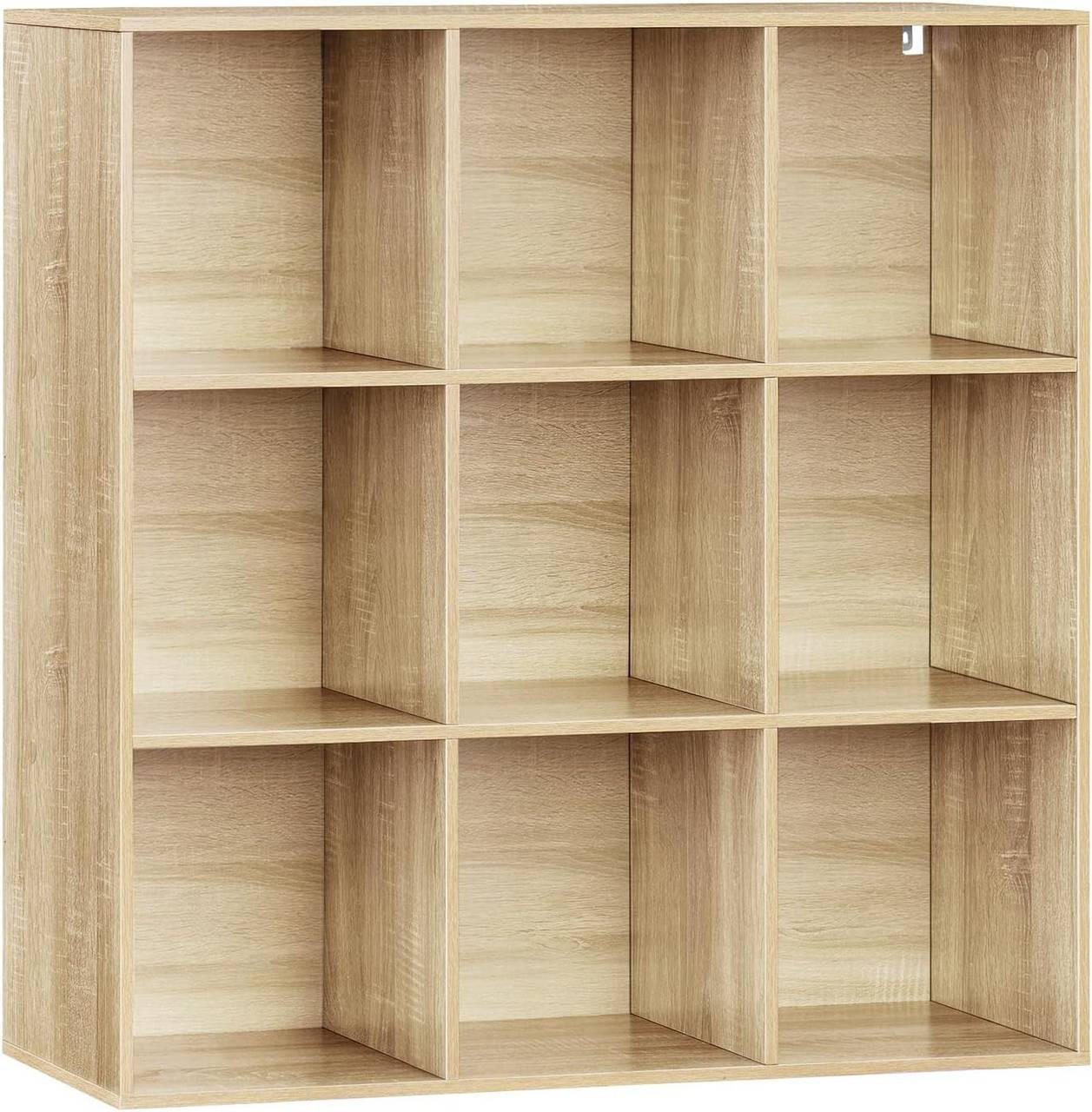 REGAL Bücherregal mit 9 Fächern, Standregal, Helle Eiche - Eichefarben, Holzwerkstoff (94/93/29.5cm) - Woltu