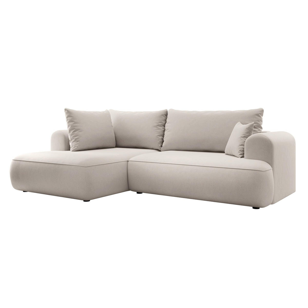 ECKSOFA Ovo Creme Samt - Creme/Schwarz, Kunststoff/Textil (260/165cm) - Selsey
