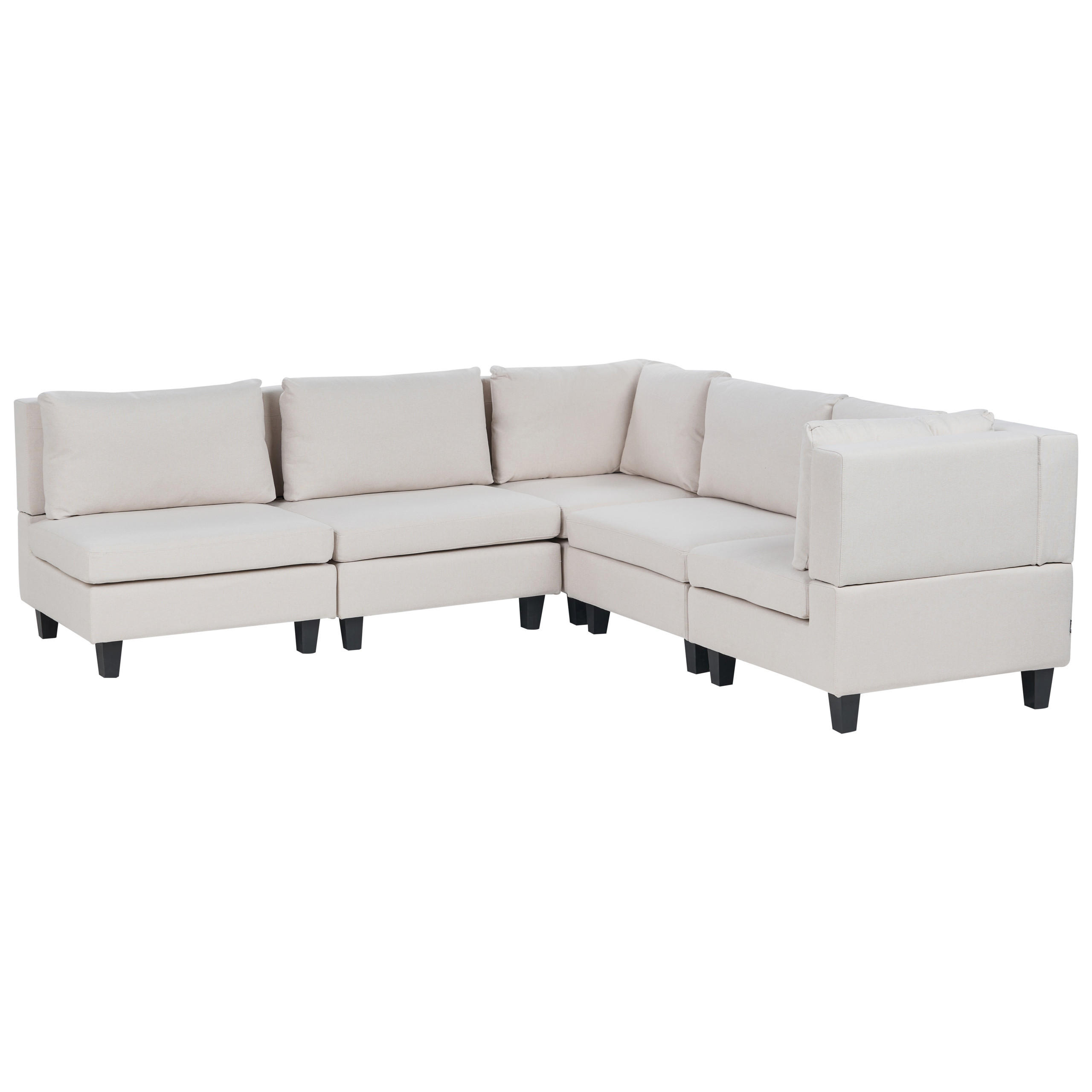 COLȚAR modul cu 5 locuri pe partea stângă bej deschis textil Unstad - bej/negru, material textil (228/228cm) - Beliani
