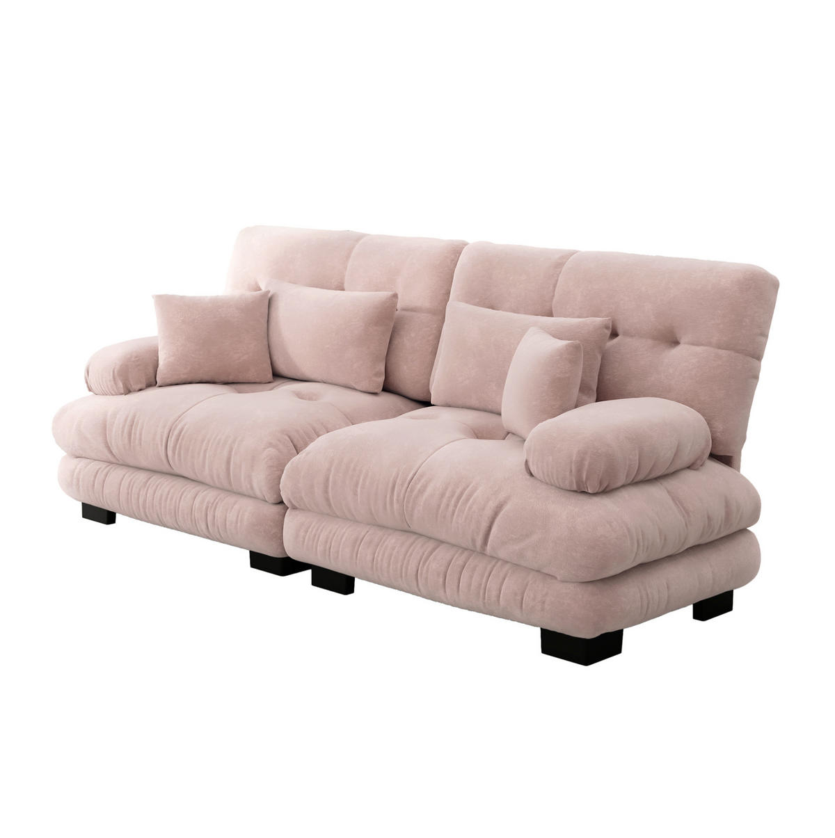 ECKSOFA modular mit Chenille-Bezug, Wolkenkomfort und Zierkissen, Pink - Pink, Textil (220/77cm) - Redom