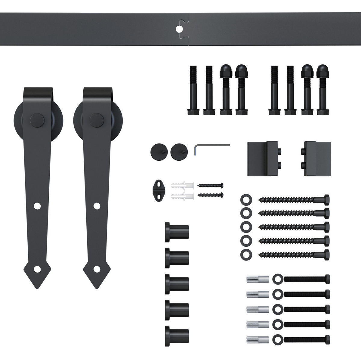 SCHIEBETÜREN-BESCHLAGSATZ, 2 m, Komplett-Set mit Schienen, Rollen, Braun - Braun, Metall (4/0.6/100cm) - HOMCOM