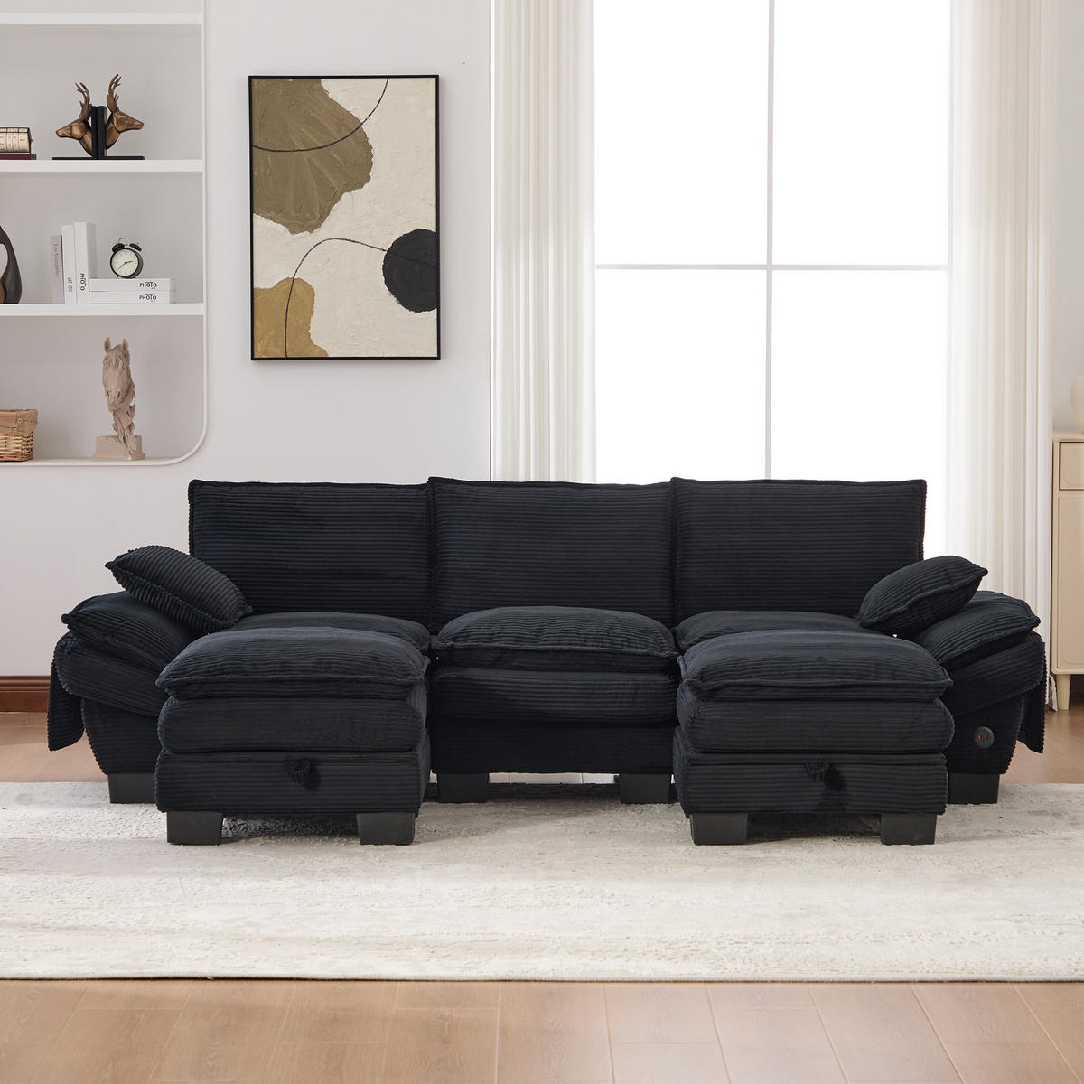 WOHNLANDSCHAFT DE-33752 modular 3-Sitzer Schwarz - Schwarz, Metall (260/84/132cm) - ComfortXL