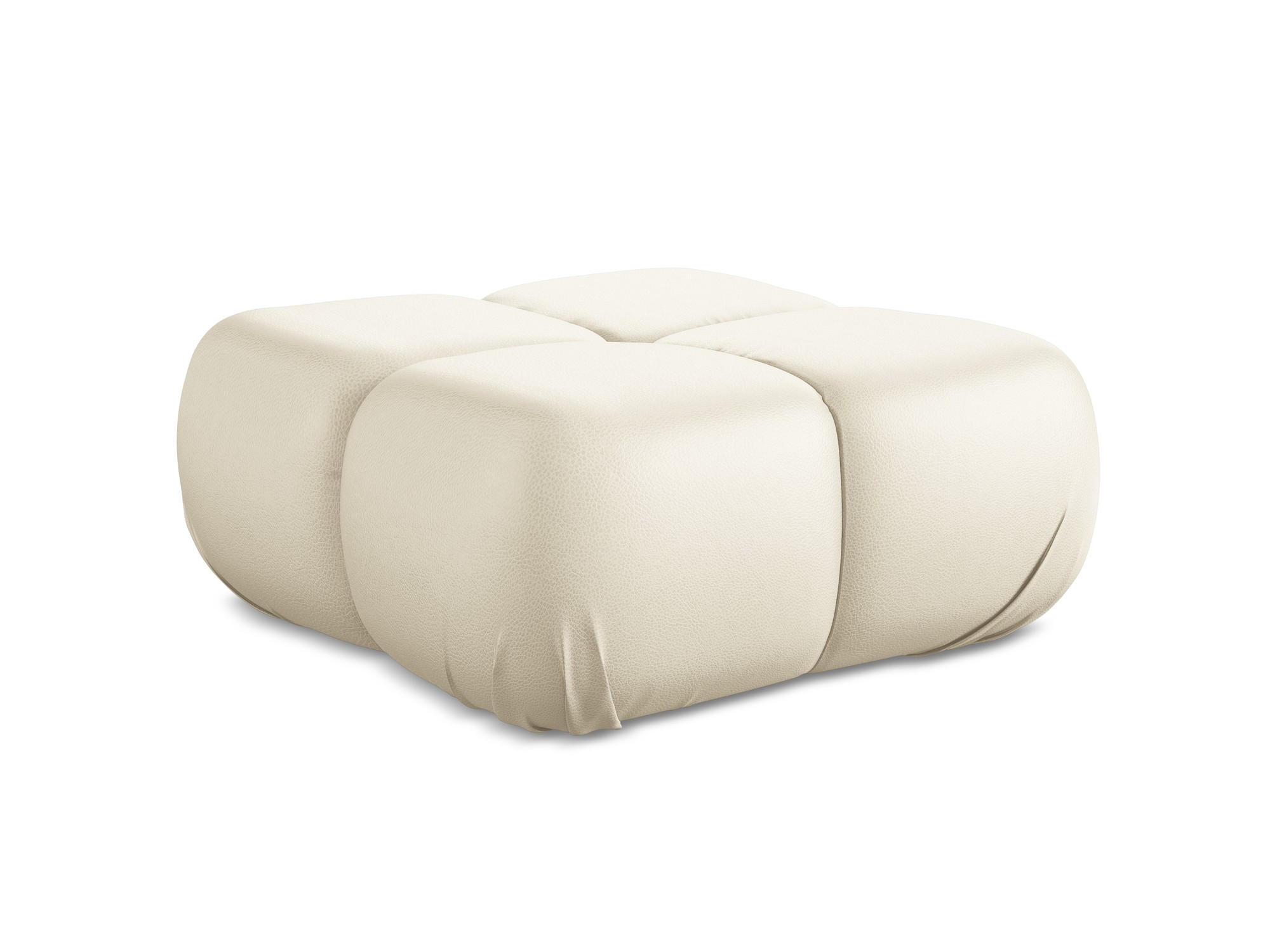 POUF Kunstleder Beige - Beige/Creme, Leder/Kunststoff (95/41/95cm) - Makamii