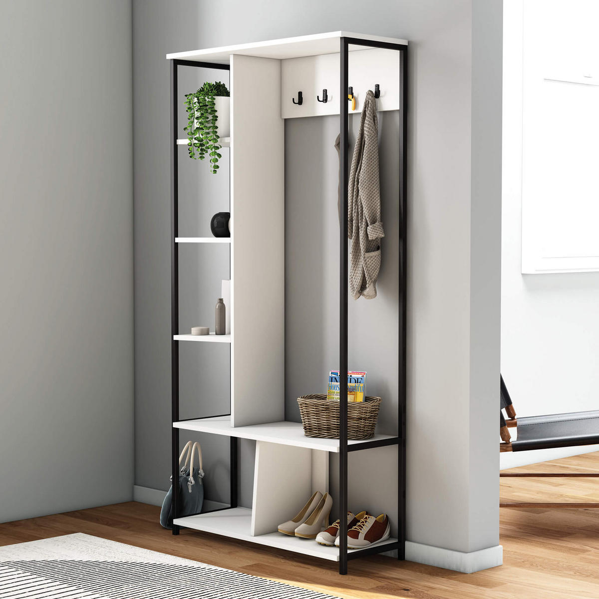 GARDEROBE Weiß 35/90/182 cm - Weiß, Holzwerkstoff (90/182/35cm) - Mobili Rebecca