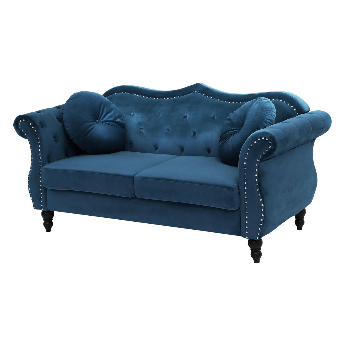5-SITZER SOFA SET Samtstoff Blau Skien - Blau, Textil (200/91/83cm) - Beliani