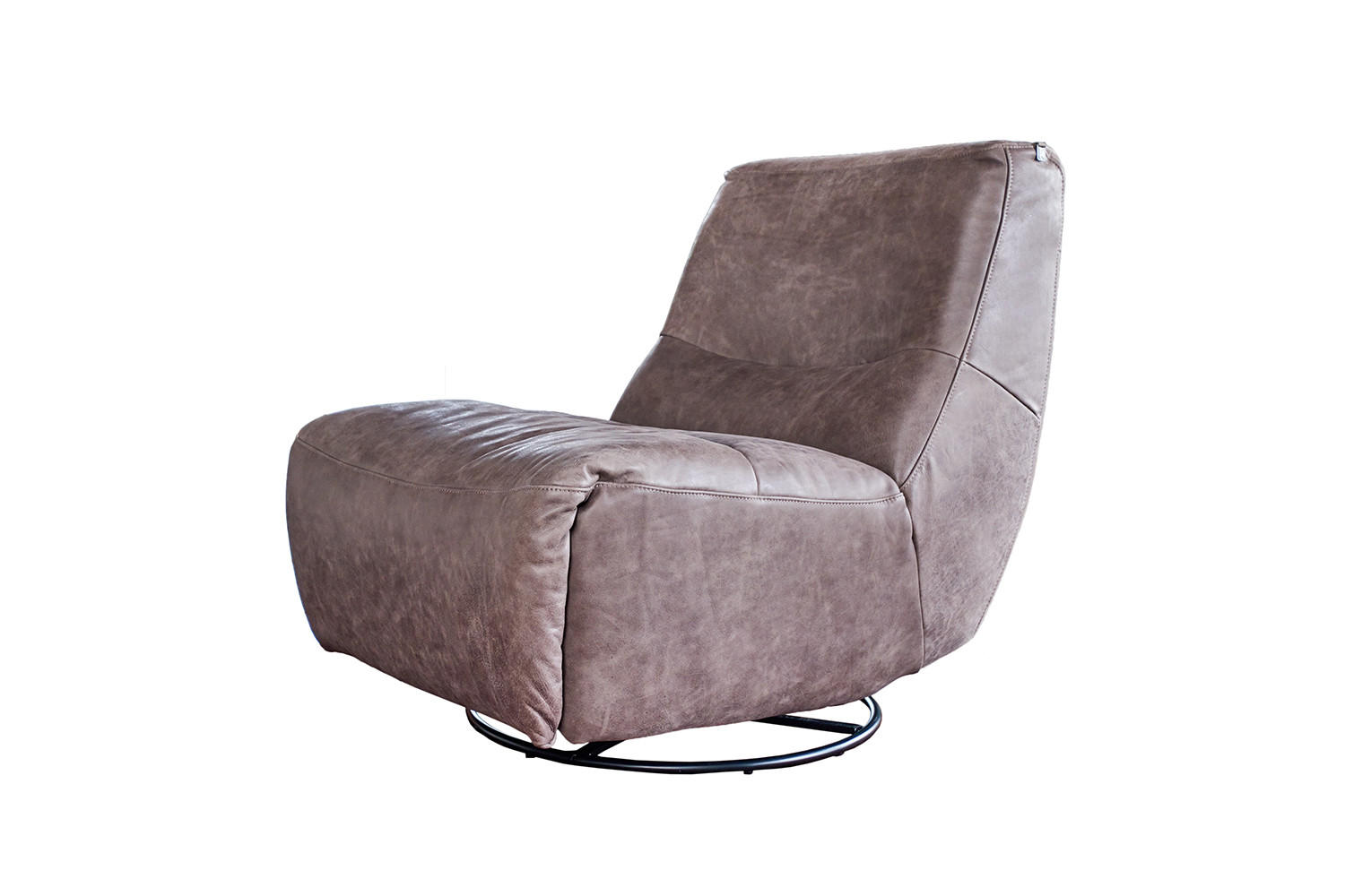 SESSEL ELEKTRISCH VERSTELLBAR CINE Taupe Leder - Taupe/Schwarz, Leder/Metall (87/93/106cm) - KAWOLA