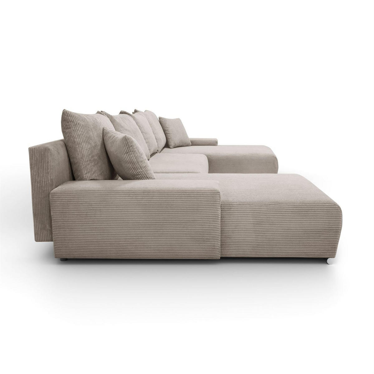 WOHNLANDSCHAFT LAVIO U mit Schlaffunktion und Bettkasten - Beige, Textil (348/93/188cm) - Lookway
