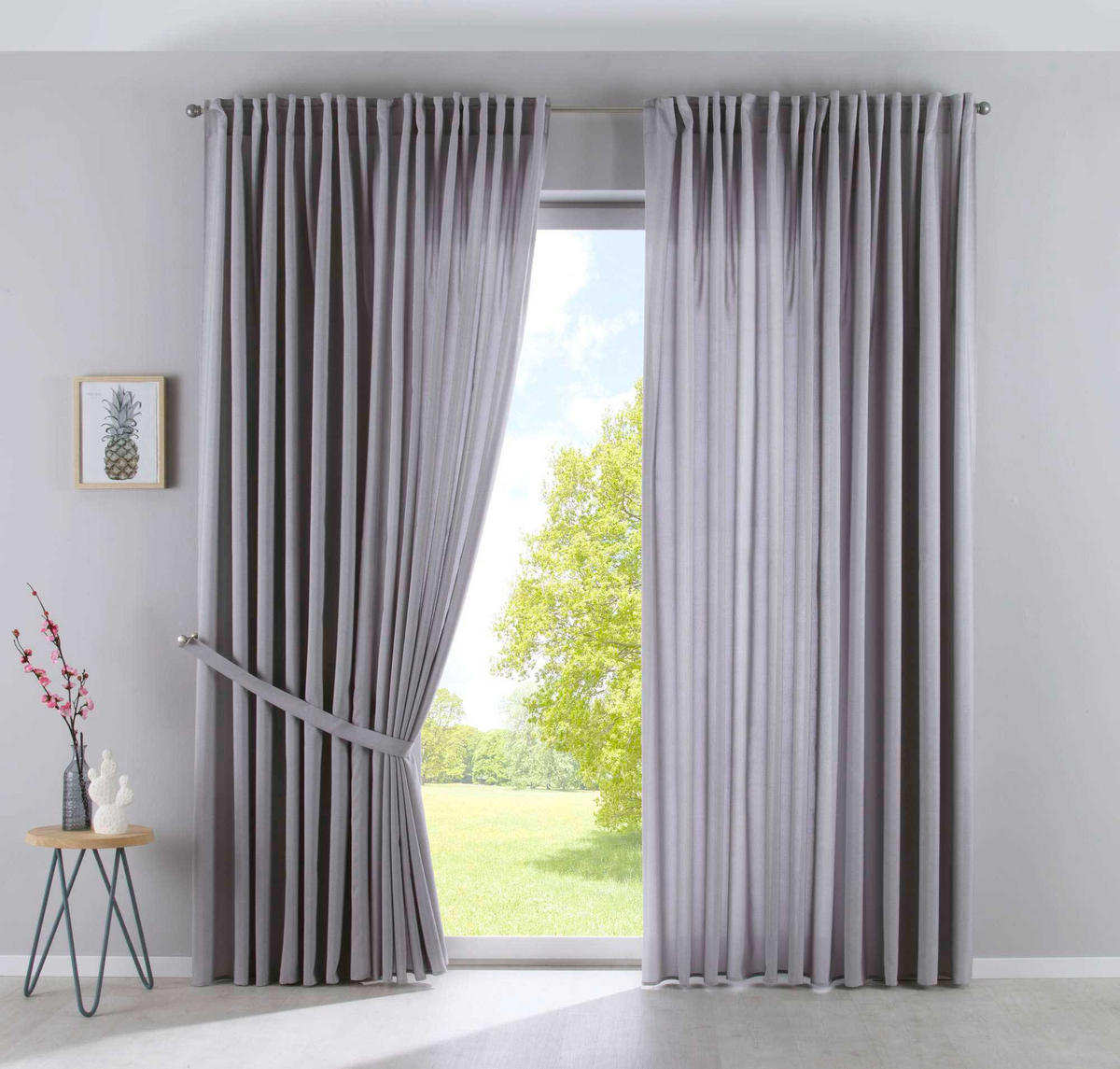 SCHLAUFENGARDINE 2ER SET »Jena« HxB 250x300 cm Silber - Silberfarben, Textil (300/250cm) - Gardinenbox