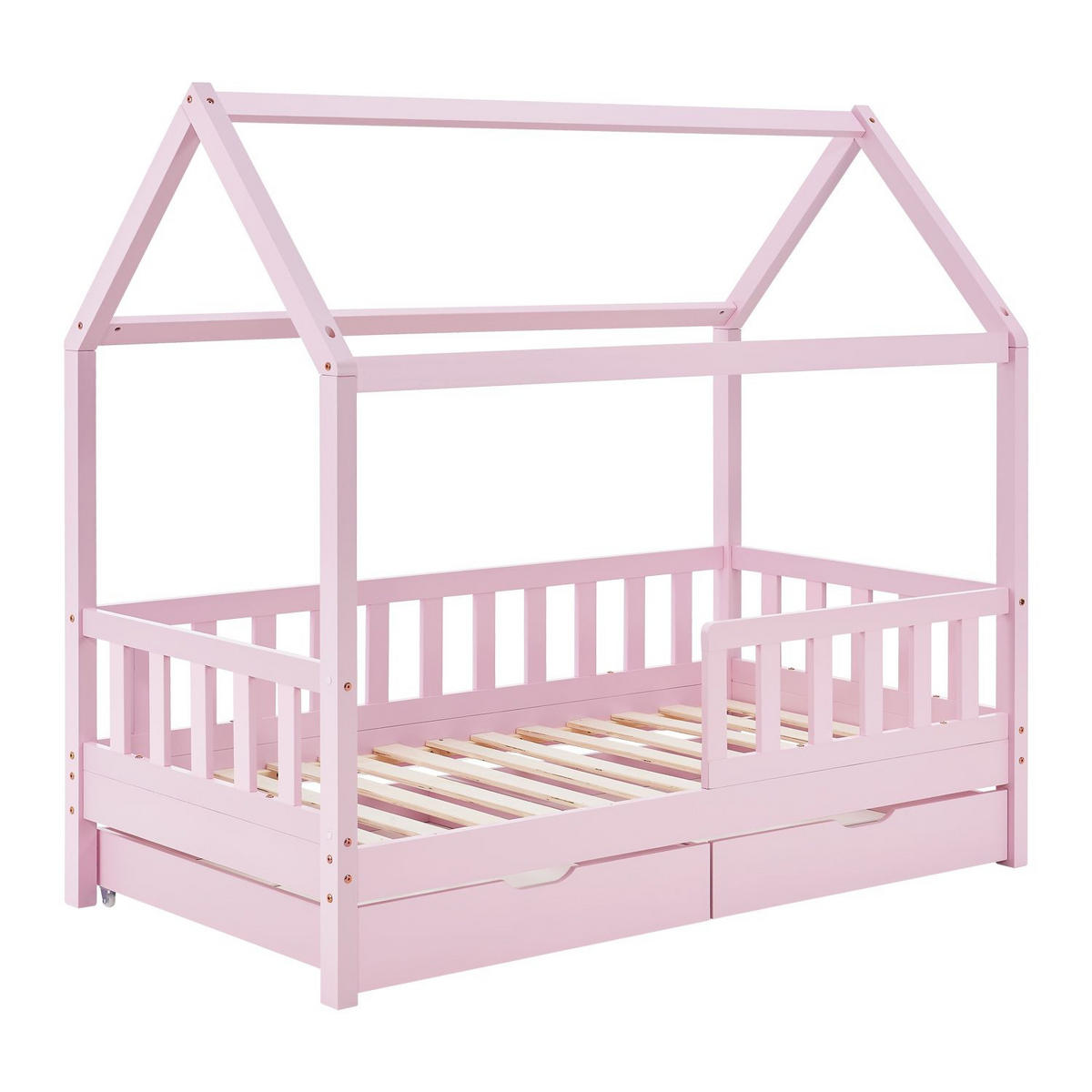 KINDERBETT Marli rosa 80x160 cm mit Bettkasten - Rosa, Holz (80/160cm) - Juskys